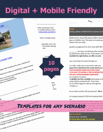 RV Rental email templates screenshot overlay