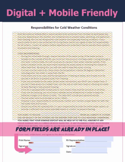 Responsibilities for Cold Weather Conditions form template